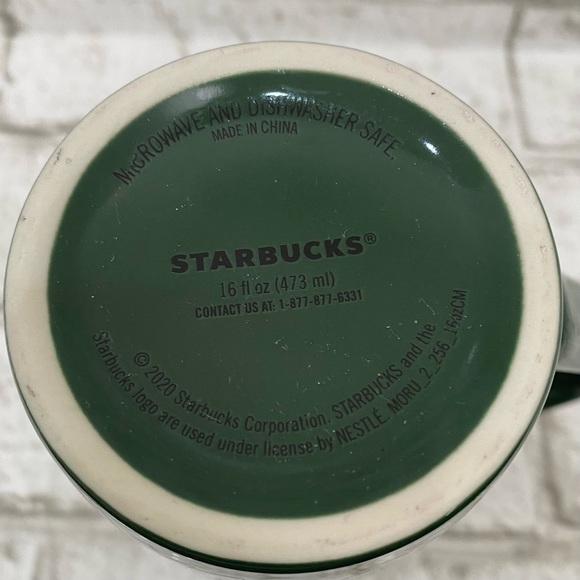 2020 STARBUCKS Tall Green Holiday Pine Trees Ceramic Coffee Mug 16fl.oz - Picture 8 of 16